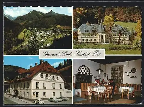 AK Gusswerk /Stmk., Gasthof zur Post mit Gaststube, Schloss Brandhof