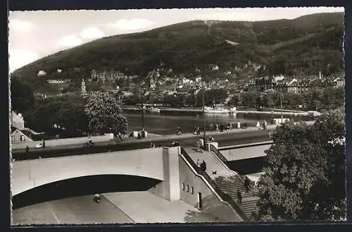 AK Heidelberg, Neue Friedrichsbrücke mit Schloss