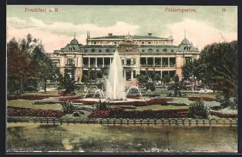 AK Frankfurt-Westend, Palmengarten mit Fontäne