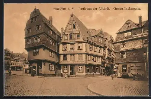 AK Alt-Frankfurt, Partie aus der Altstadt, Strasse Grosse Fischergasse mit Restaurant Zur Stadt Darmstadt