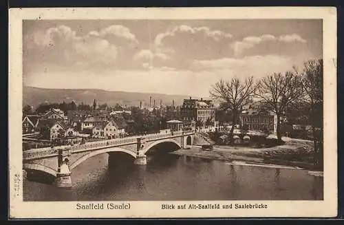 AK Saalfeld /Saale, Blick auf Alt-Saalfeld und Saalebrücke