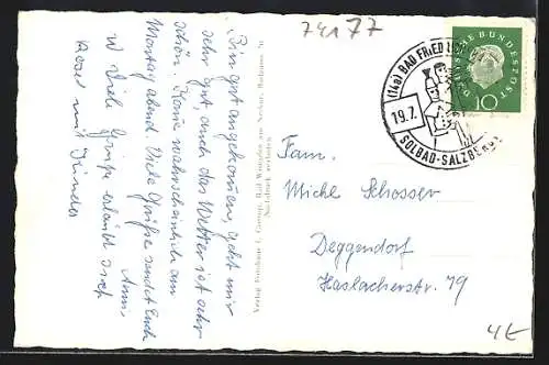AK Bad Friedrichshall-Jagstfeld am Neckar, Teilansicht, Kindersolbad Bethesda, Neckarpartie mit Schafen