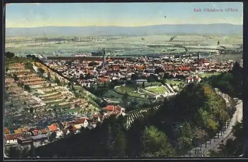 AK Bad Dürkheim i. Pfalz, Blick von einer Anhöhe auf den Ort