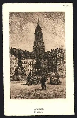 Künstler-AK Dresden, Denkmal am Altmarkt