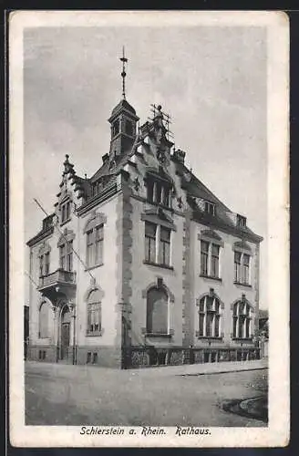 AK Schierstein a. Rh., Rathaus mit Strasse