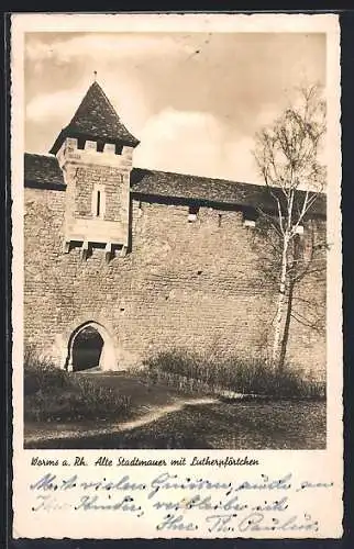 AK Worms a. Rh., Alte Stadtmauer mit Lutherpförtchen