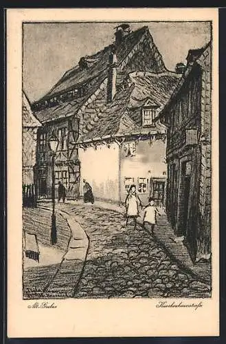 Künstler-AK Goslar, Alt-Goslar, In der Knochenhauerstrasse