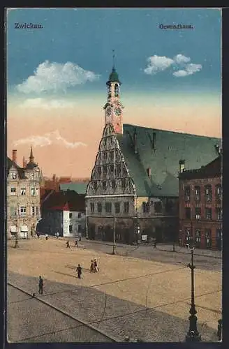 AK Zwickau, Blick zum Gewandhaus