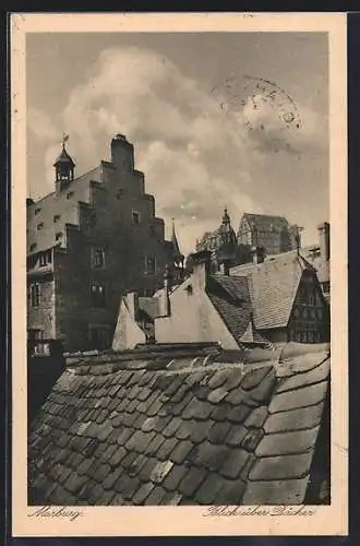 AK Marburg, Blick über die Dächer der Stadt