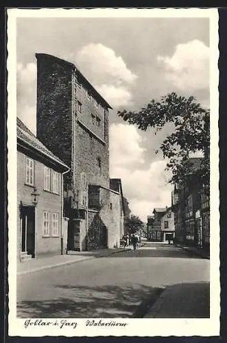 AK Goslar /Harz, Weberturm mit Strasse