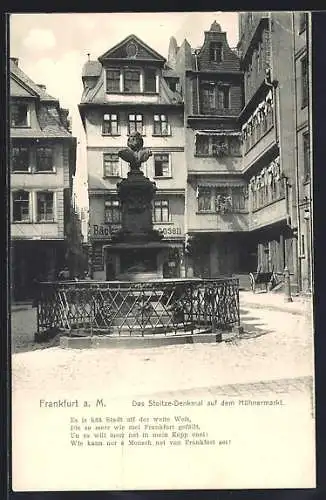 AK Alt-Frankfurt, Stoltze-Denkmal auf dem Hühnermarkt