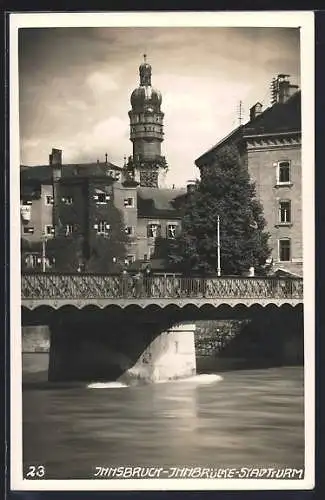 AK Innsbruck, Innbrücke und Stadtturm