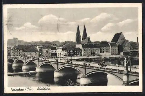 AK Frankfurt /Oder, Teilansicht mit Oderbrücke