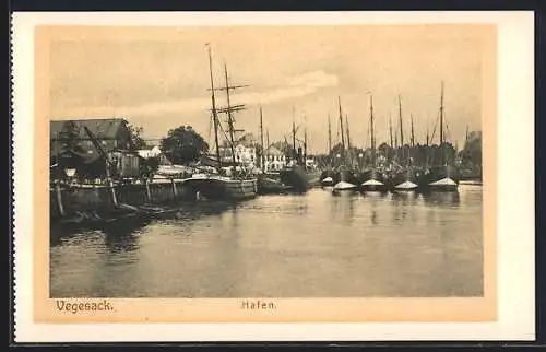 AK Vegesack, Segelboote im Hafen