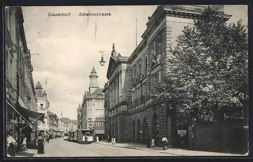 AK Düsseldorf, Strassenbahn in der Schadowstrasse