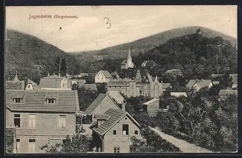 AK Jugenheim / Bergstrasse, Die Bergstrasse aus der Vogelschau