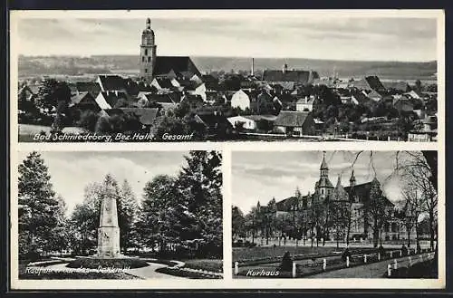 AK Bad Schmiedeberg, Panorama, Kurhaus, Denkmal