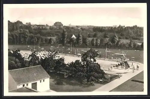 AK Grevenbroich, Das Schlossbad aus der Vogelschau