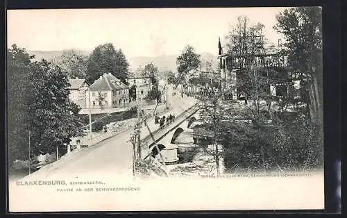 AK Blankenburg /Schwarzatal, Partie an der Schwarzabrücke