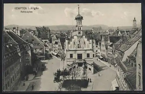 AK Kempten i. Allgäu, Rathausplatz aus der Vogelschau