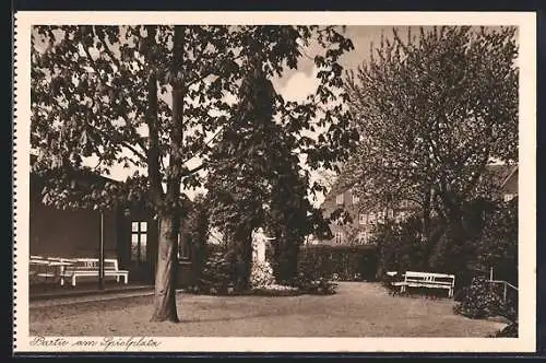 AK Eutin, Ursulinen-Kloster, Partie am Spielplatz