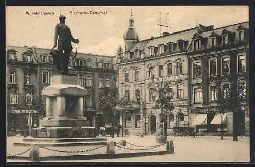 AK Wilhelmshaven, Bismarck-Denkmal, Hotel Deutscher Hof