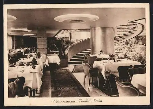 AK Berlin-Charlottenburg, Innenansicht von Weinrestaurant Traube, Hardenbergstrasse 29