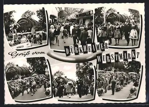 AK Bad Dürkheim, Dürkheimer Wurstmarkt, Festplatz, Gasthaus in Gestalt eines Riesenfasses, Bierkuktsche