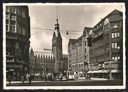 AK Hamburg, Mönckebergstrasse und Rathaus