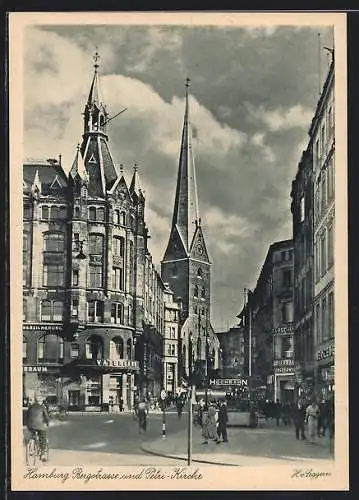 AK Hamburg, Bergstrasse und Petri-Kirche