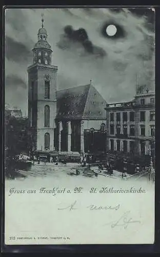 Mondschein-AK Frankfurt a. M., Geschäfte an der St. Katharinenkirche