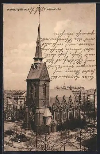 AK Hamburg-Eilbeck, Partie an der Friedenskirche