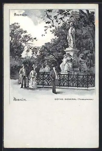 Lithographie Berlin, Goethe-Denkmal im Tiergarten