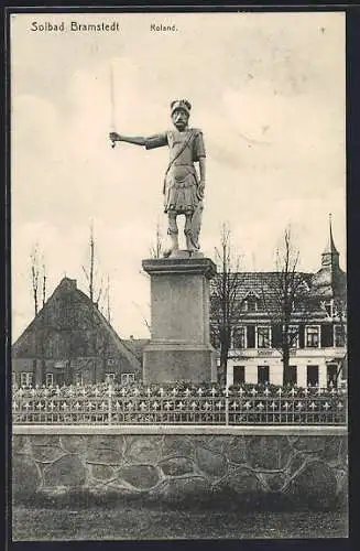 AK Bramstedt / Holstein, Rolands-Denkmal vor dem Gasthof Schlüter