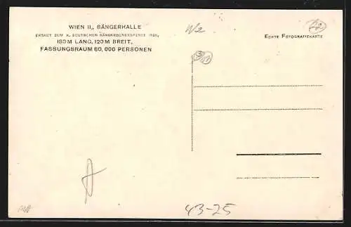 AK Wien, X. Deutsches Sängerbundesfest 1928, Blick auf die Sängerhalle