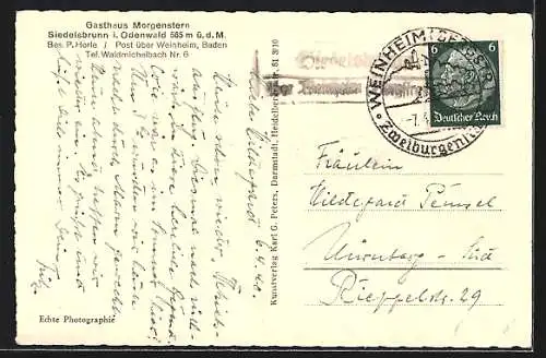 AK Siedelsbrunn i. Odenwald, Gasthaus Morgenstern, Landpost