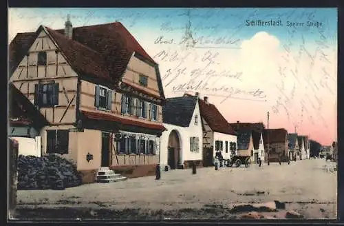 AK Schifferstadt, Blick in die Speirer Strasse