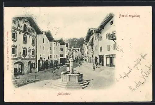 AK Berchtesgaden, Marktplatz mit Brunnen