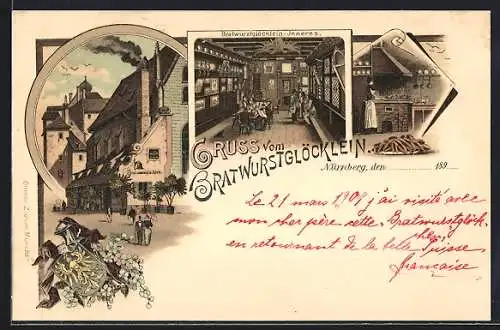 Lithographie Nürnberg, Gasthaus Bratwurstglöcklein