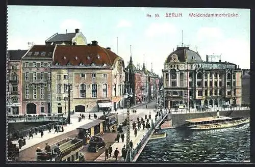 AK Berlin, Strassenbahn auf der Weidendammerbrücke