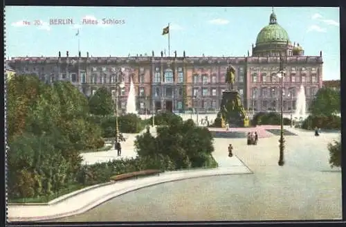 AK Berlin, königliches Schloss mit Lustgarten