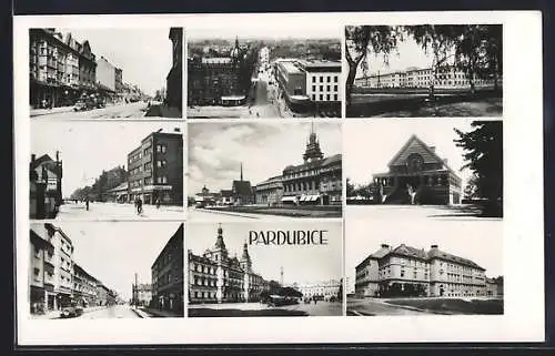 AK Pardubice, Verschiedene Ortsansichten, Strassenpartien und Gebäudeansichten