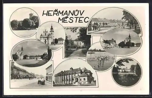 AK Hermanuv Mestec /Hermannstädtel, Strassenpartie, Namesti, Schloss, Zamek