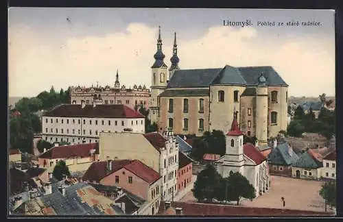 AK Litomysl, Pohled ze staré radnice, Rathaus und Kirche