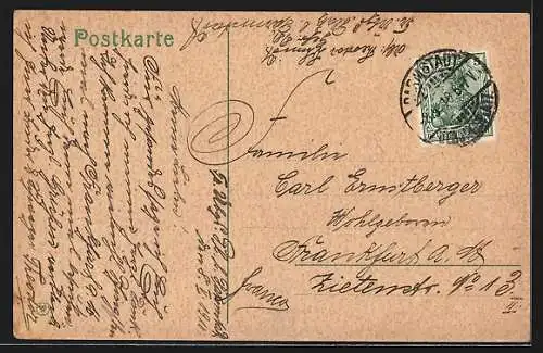 Lithographie Darmstadt, Übungsplatz, Sicherheits-Stand, Post & Wacht-Commando, Württemberger Stabs u. Offizier-Gebäude