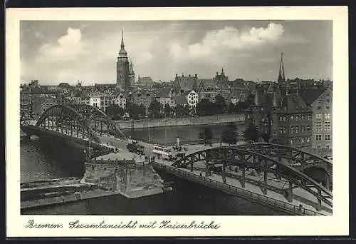 AK Bremen, Gesamtansicht mit Kaiserbrücke