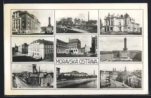 AK Moravska Ostrava, Gebäudeansichten, Fabrik, Strassenbhan