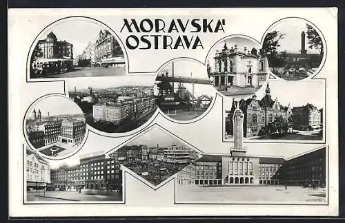 AK Moravska` Ostrava, Motive aus dem Ort, Collage