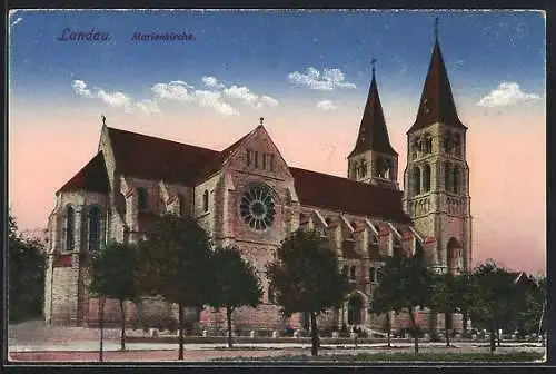 AK Landau / Pfalz, Blick auf die Marienkirche