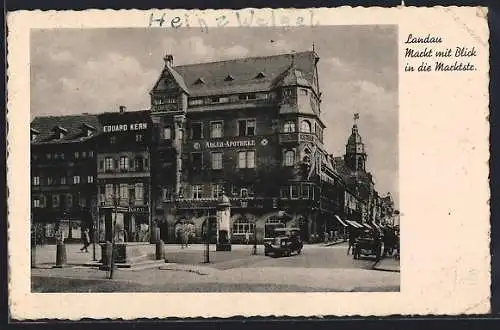 AK Landau / Pfalz, Markt mit Blick in die Marktstrasse